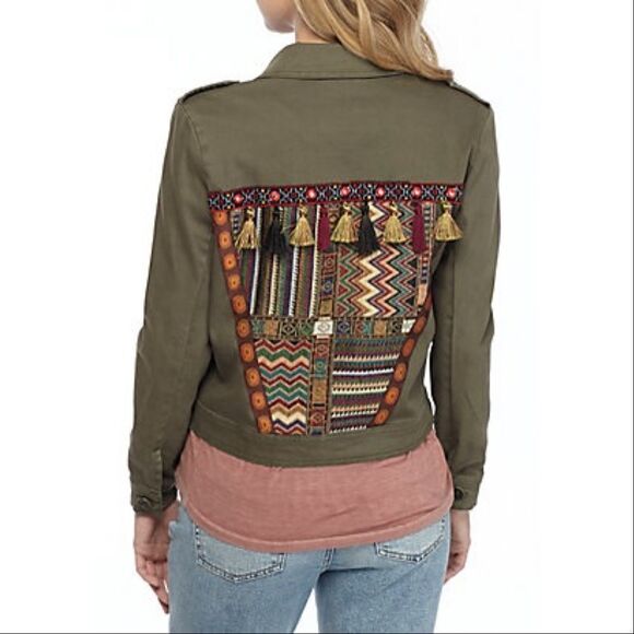 Wonderly Curvy Embroidered Back Twill Army Jacket Green 12W - Picture 2 of 16